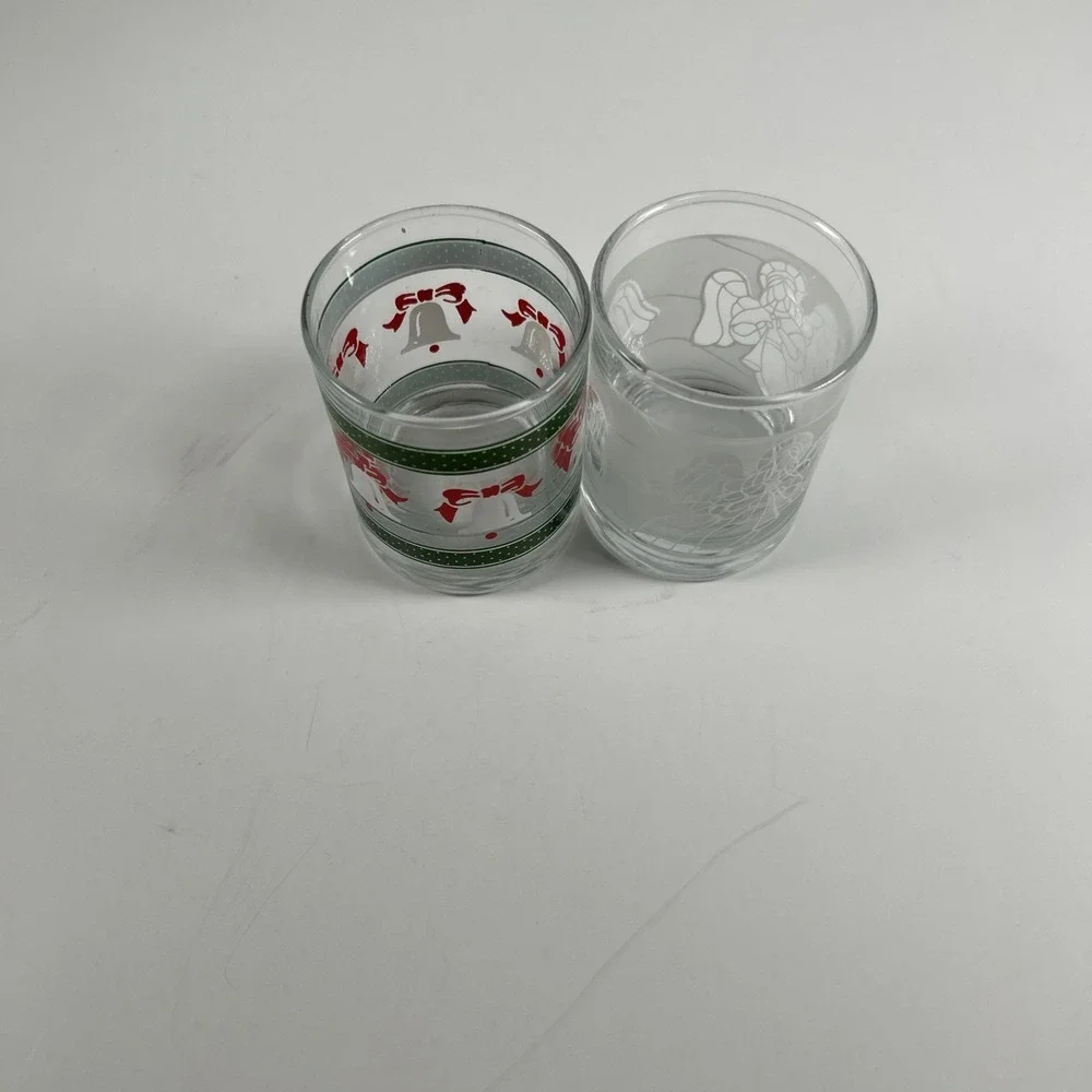 Lot 2‎ Vintage 80's Glass Votive Candle Holders Christmas Angel Bells